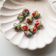 Perlina pesce in ceramica 15x14 mm - Multicolore x1