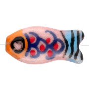 Perlina pesce in ceramica 21x10 mm - Rosa - Arancione - Blu x1|raw }}