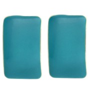 Orecchini perno rettangolari 13x20 mm in resina epossidica - Acciaio Dorato - Colore petrolio x2