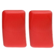 Orecchini perno rettangolari 13x20 mm in resina epossidica - Acciaio Dorato - Rosso x2