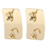 Orecchini perno rettangolari 13x20 mm in resina epossidica - Acciaio Dorato - Rosso x2