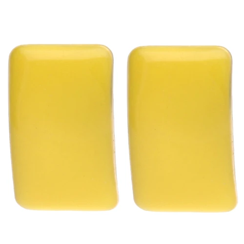 Orecchini perno rettangolari 13x20 mm in resina epossidica - Acciaio Dorato - Giallo x2