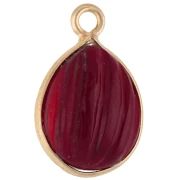 Pietra semipreziosa a goccia Striato 17x11 mm - Dorato con oro fino - Granato x1