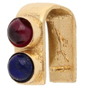 Gancio per pendente da 9 mm con pietra semipreziosa - Dorato con oro fino - Granato - Lapislazzuli