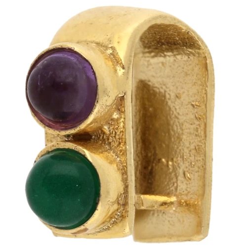 Gancio per pendente da 9 mm con pietra semipreziosa - Dorato con oro fino - Ametista - Onice verde