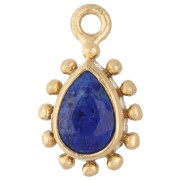 Lapislazzuli - Ciondolo a goccia 13x8 mm con palline - Dorato con oro fino - Lapislazzuli x1 Ciondolo a goccia 13x8 mm con palline - Dorato con oro fino - Lapislazzuli x1
