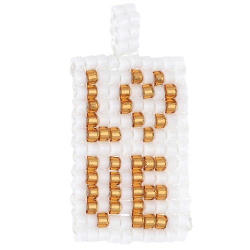 Ciondolo di perline rettangolari 29x14 mm, motivo LOVE - Bianco - Oro x1