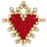 Ciondolo a cuore con perline da 19 mm - Rosso - Oro x1|raw }}