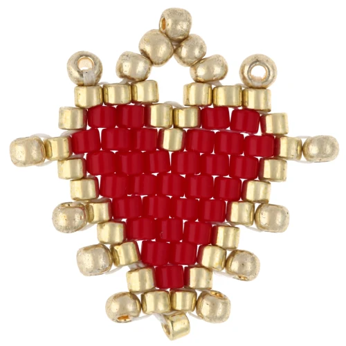 Ciondolo a cuore con perline da 19 mm - Rosso - Oro x1