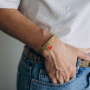 Ciondolo a cuore con perline da 19 mm - Rosso - Oro x1