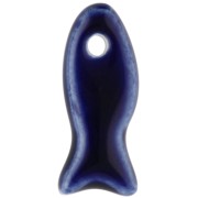 Ciondolo a forma di pesce in ceramica 25x10 mm - Blu scuro x1