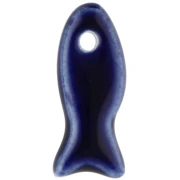 Ciondolo a forma di pesce in ceramica 25x10 mm - Blu scuro x1