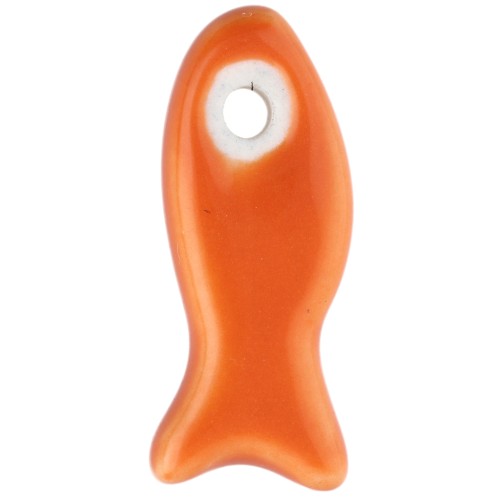 Ciondolo a forma di pesce in ceramica 25x10 mm - Arancione x1