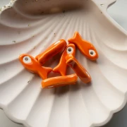 Ciondolo a forma di pesce in ceramica 25x10 mm - Arancione x1