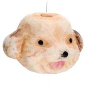Perlina in ceramica a testa di cane 12,5x18 mm - Beige x1