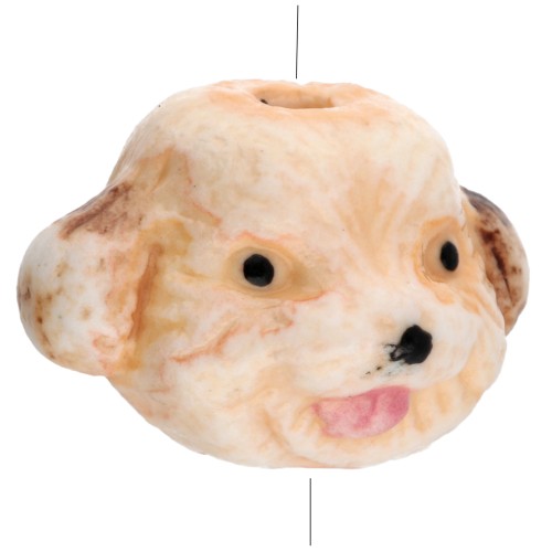Perlina in ceramica a testa di cane 12,5x18 mm - Beige x1