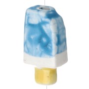 Perla di ghiaccio in ceramica 15x8 mm - Blu - Bianco x1