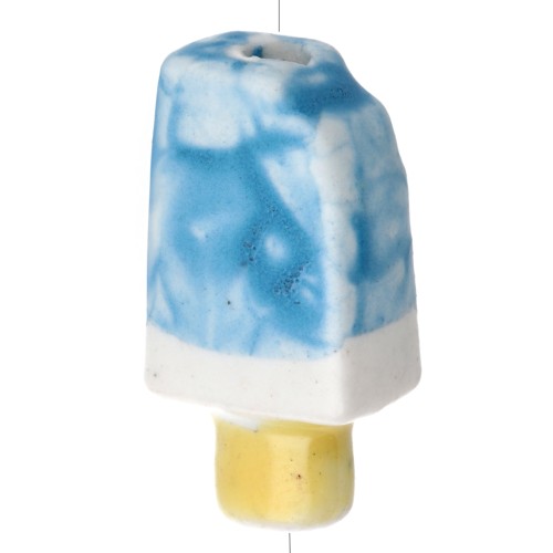 Perla di ghiaccio in ceramica 15x8 mm - Blu - Bianco x1