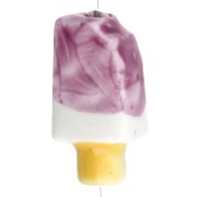 Perla di ghiaccio in ceramica 15x8 mm - Viola - Bianco x1