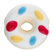 Perline a ciambella in ceramica da 18,5 mm - Bianco - Rosso - Giallo - Blu x1