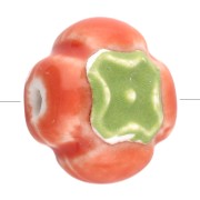 Perlina pomodoro in ceramica da 16 mm - Arancione - Verde x1|raw }}