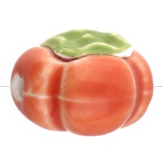Perlina pomodoro in ceramica da 16 mm - Arancione - Verde x1