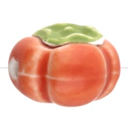 Perlina pomodoro in ceramica da 16 mm - Arancione - Verde x1