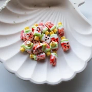 Perla di ghiaccio in ceramica 15x8 mm - Anguria - Rosso - Verde x1