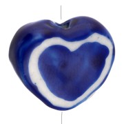 Perla cuore in ceramica 12x14 mm - Blu x1