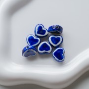 Perla cuore in ceramica 12x14 mm - Blu x1