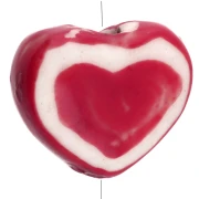 Perla cuore in ceramica 12x14 mm - Rosso x1