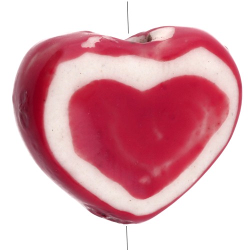 Perla cuore in ceramica 12x14 mm - Rosso x1