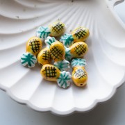 22x11 mm Ananas in ceramica - Giallo - Verde x1