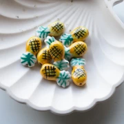 22x11 mm Ananas in ceramica - Giallo - Verde x1