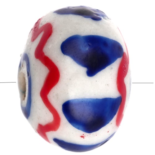 Perla rotonda in ceramica 15x10,5 mm - Blu scuro - Rosso x1