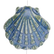 Perla di conchiglia in ceramica 26x27,5 mm - Blu - Verde x1