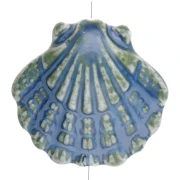 Perla di conchiglia in ceramica 26x27,5 mm - Blu - Verde x1