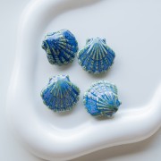Perla di conchiglia in ceramica 26x27,5 mm - Blu - Verde x1