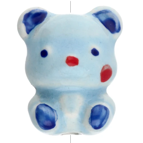 Perlina orsetto in ceramica 19,5x16 mm - Multi Blue x1