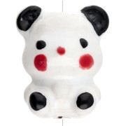 Perlina orsetto in ceramica 19,5x16 mm - Bianco - Nero x1