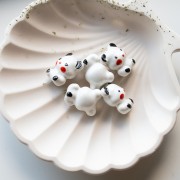 Perlina orsetto in ceramica 19,5x16 mm - Bianco - Nero x1