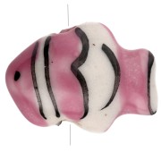 Perlina pesce pagliaccio in ceramica 13x17,5 mm - Rosa antico - Bianco x1