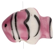 Perlina pesce pagliaccio in ceramica 13x17,5 mm - Rosa antico - Bianco x1