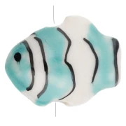 13x17,5 mm Pesce pagliaccio in ceramica - Turchese - Bianco x1