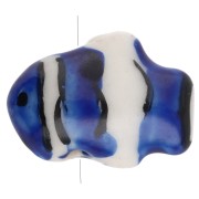 13x17,5 mm Pesce pagliaccio in ceramica - Blu scuro - Bianco x1