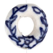 Perline a ciambella in ceramica 18,5 mm - motivo floreale - Bianco - Blu x1|raw }}