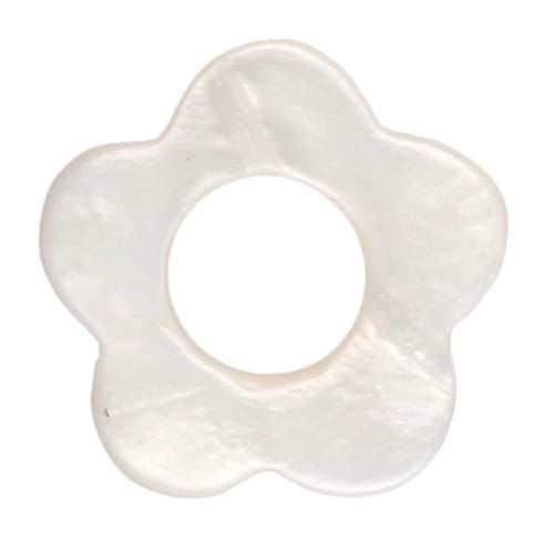 Perla a forma di fiore scavata da 15 mm in madreperla - Naturale x4