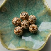 Perle rotonde in legno 16 mm - Stampa leopardo - Beige - Marrone - Nero x10