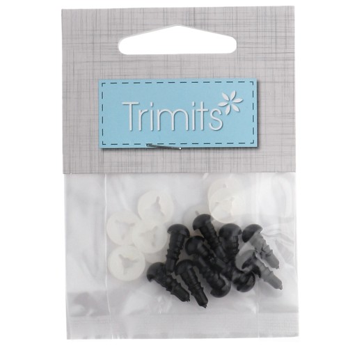 Occhi di sicurezza in plastica - per peluche e amigurumi - 6 mm - Nero x 5 paia