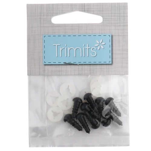 Occhi di sicurezza in plastica - per peluche e amigurumi - 6 mm - Nero x 5 paia